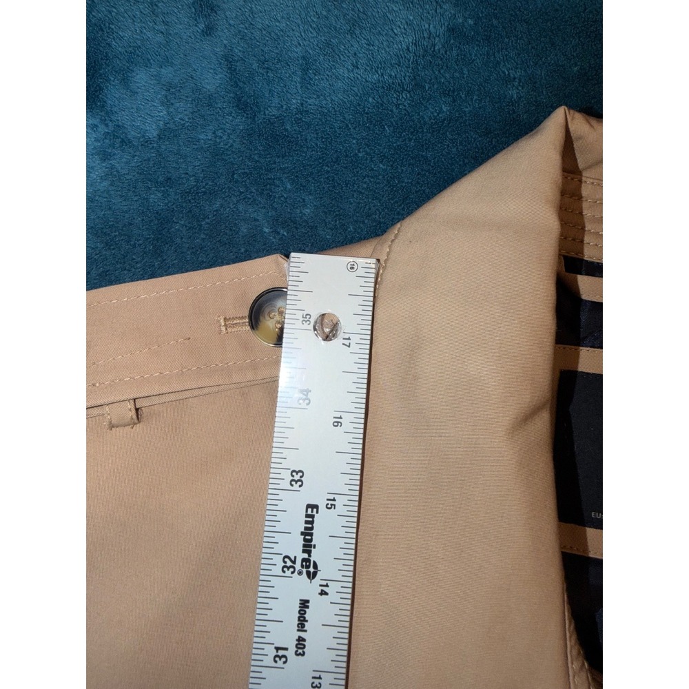 Celio Mens Double Breasted Trench Coat Tan Beige Quilted Lining Belted Medium - Picture 4 of 5